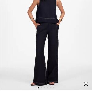 NWT black 100% linen wide leg pants size 2